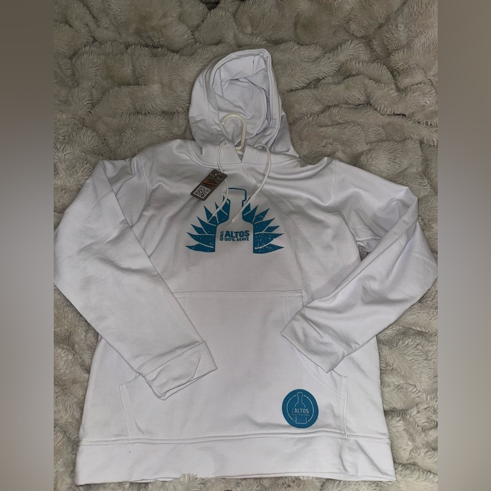 Tequila Altos White Hoodie with Blue Accents